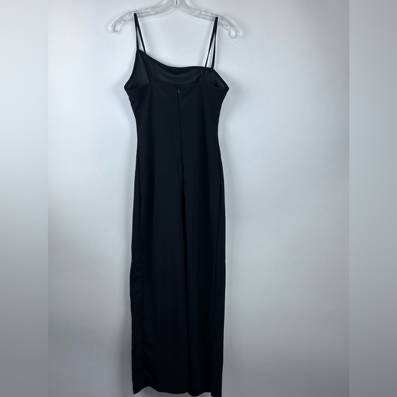 Women's Asymmetrical Neck Line Solid Dress w/ Side Split - Picture 6 of 9